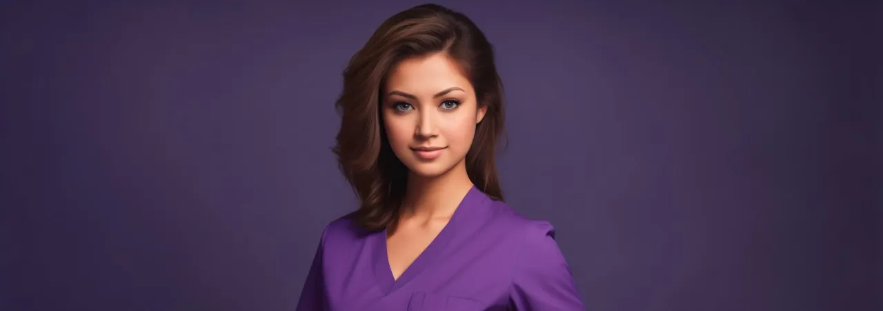 nurse in purple scrubs preparing for first per diem shifts